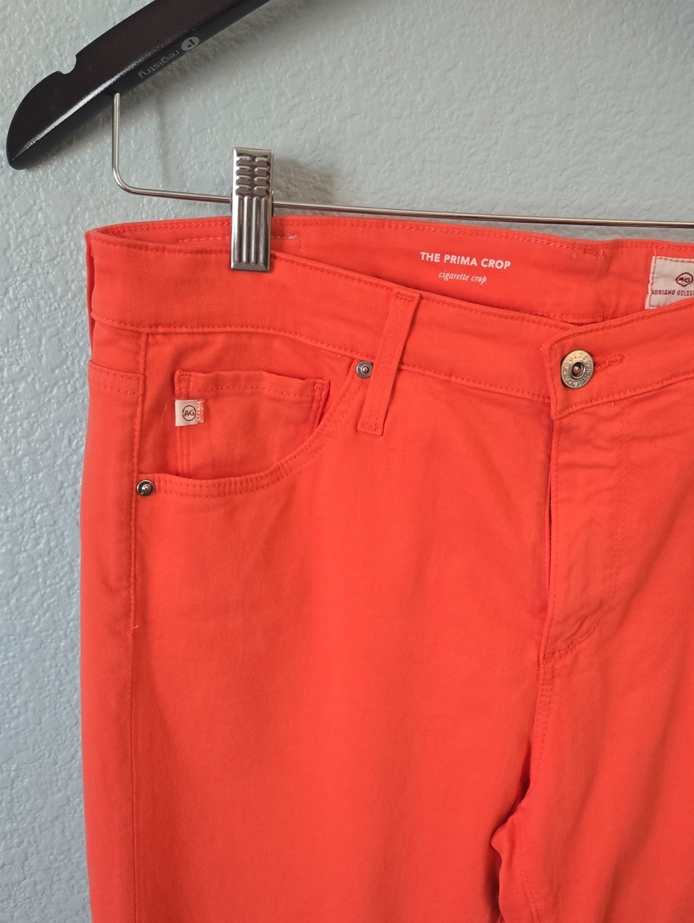 AG Adriano GoldSchmied The Prima Crop Cigarette Crop in Coral/Orange, Size 32 - Picture 3 of 12
